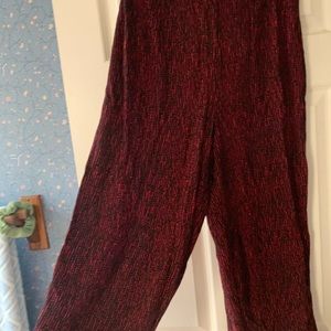 Wine Ruby Red & Black Wide Leg Colette Pants